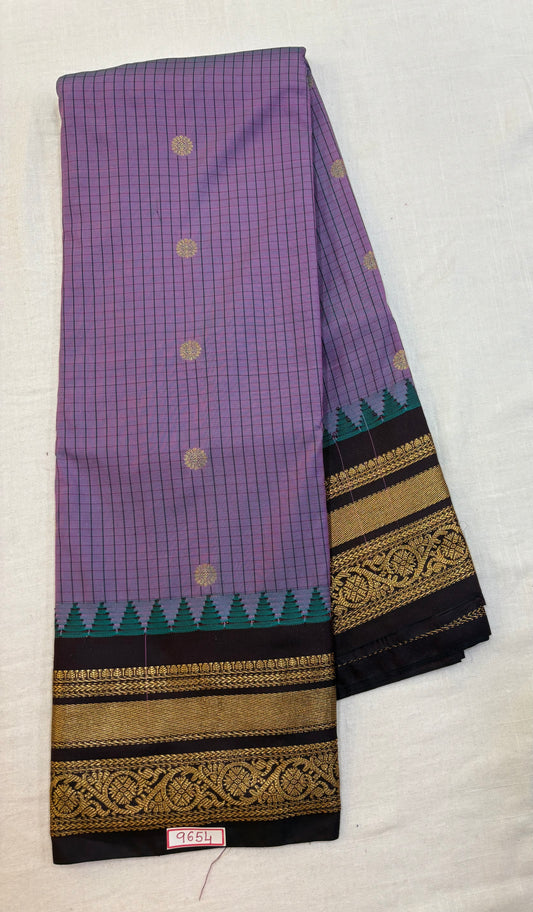Semi Gadwal Checks Small border Saree
