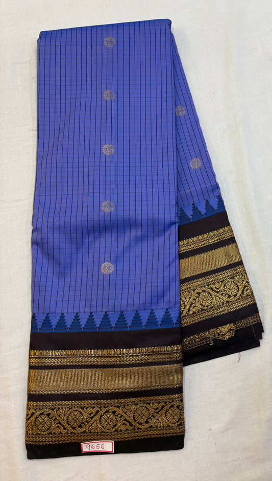 Semi Gadwal Checks Small border Saree