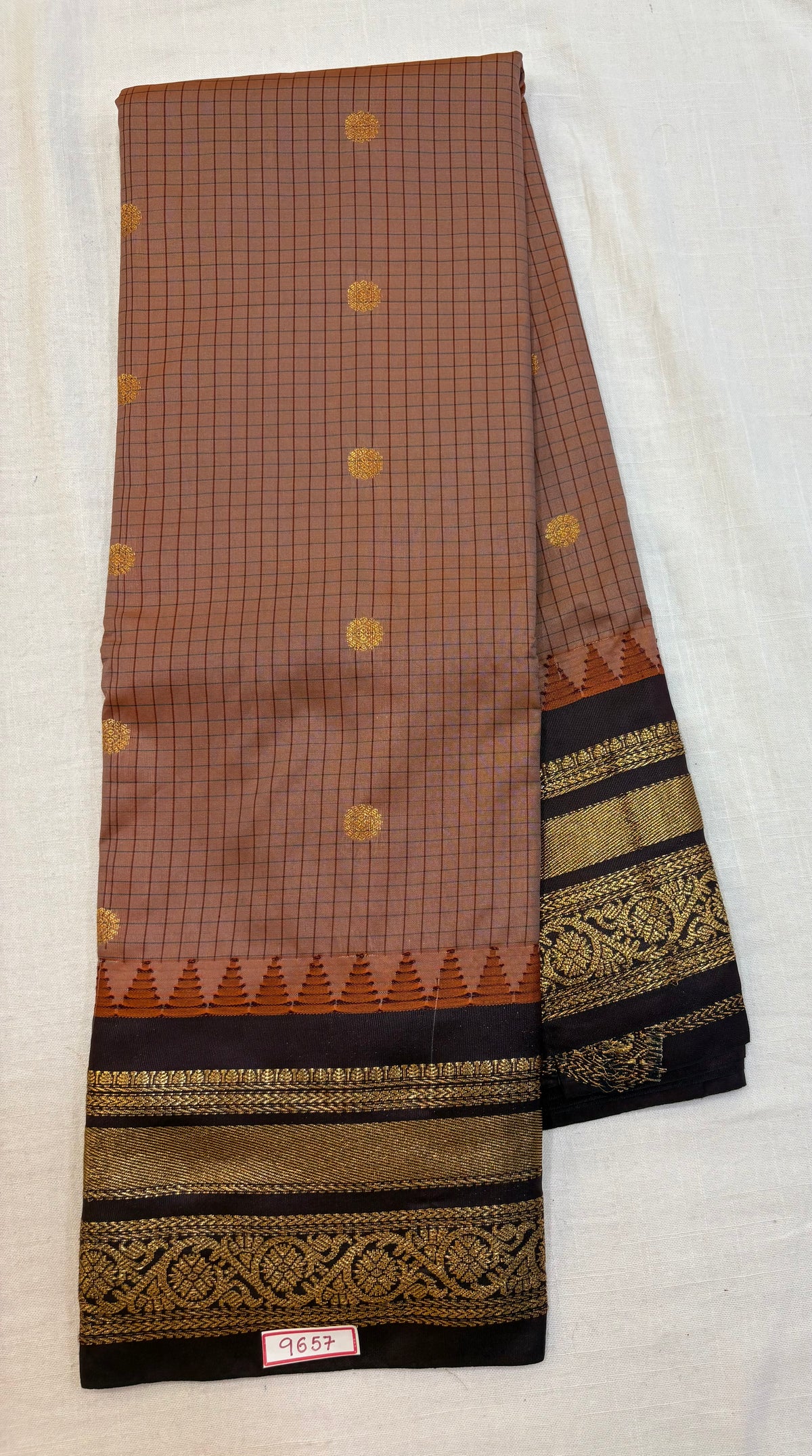 Semi Gadwal Checks Small border Saree