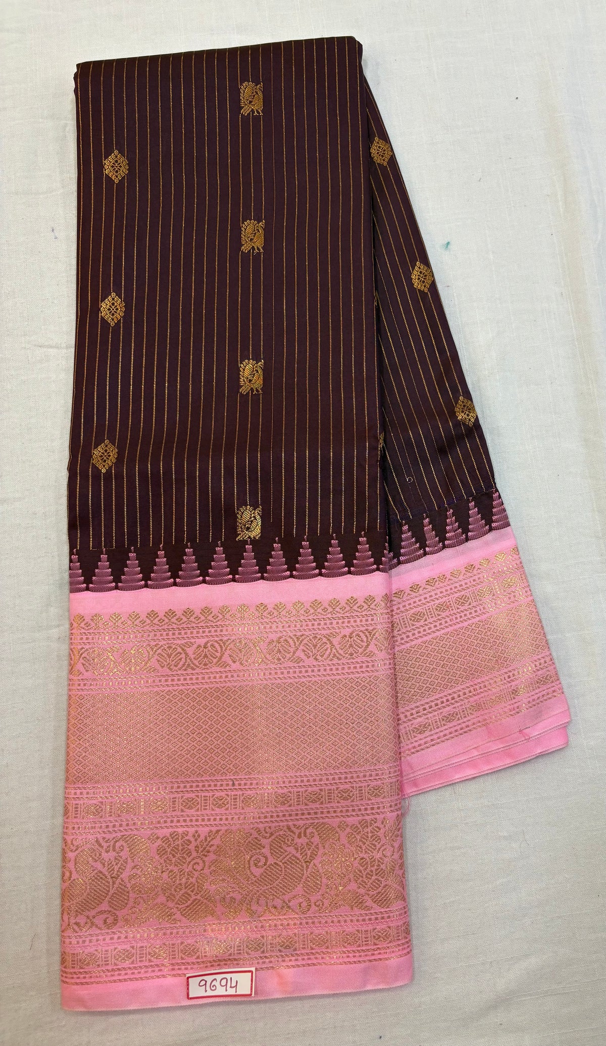 Semi Gadwal Big Border Zari lines Saree