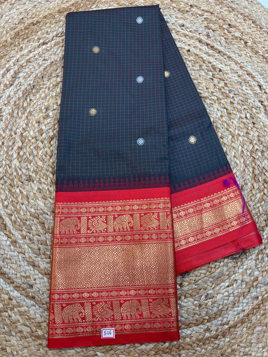 Semi Gadwal Checks Saree
