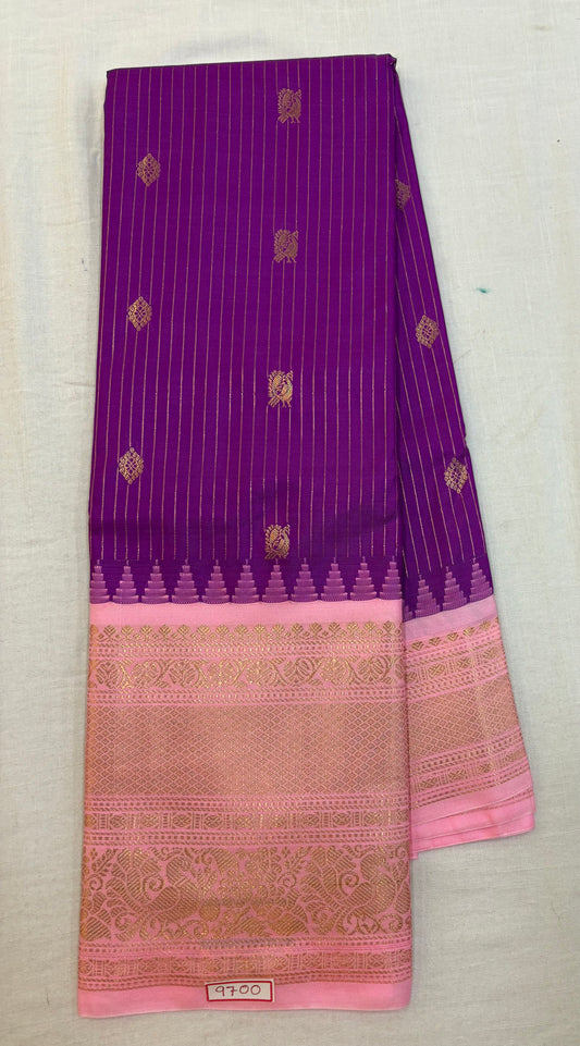Semi Gadwal Big Border Zari lines Saree