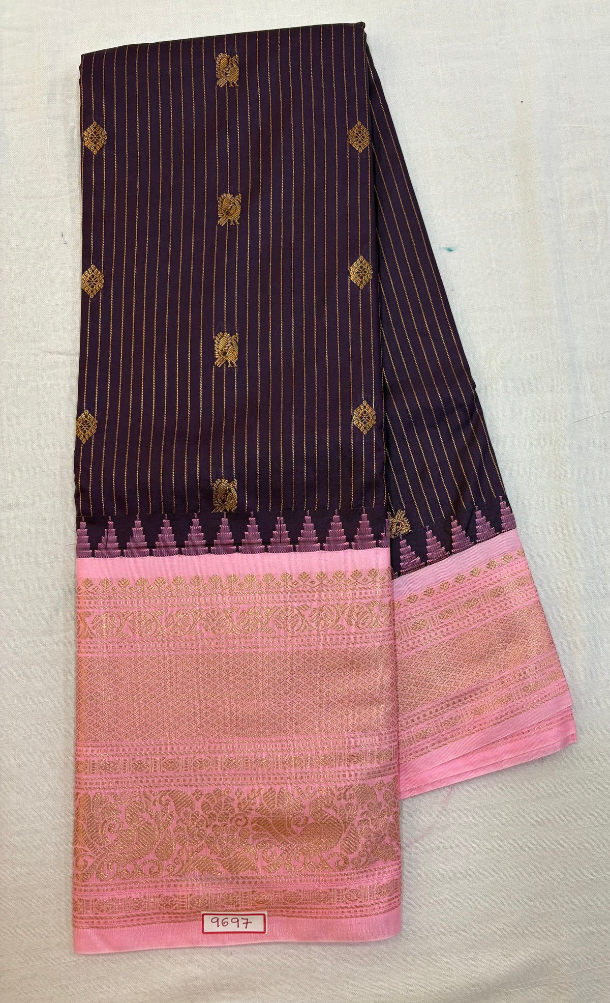 Semi Gadwal Big Border Zari lines Saree
