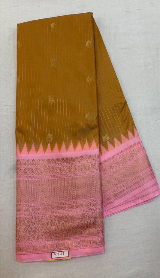 Semi Gadwal Big Border Zari lines Saree