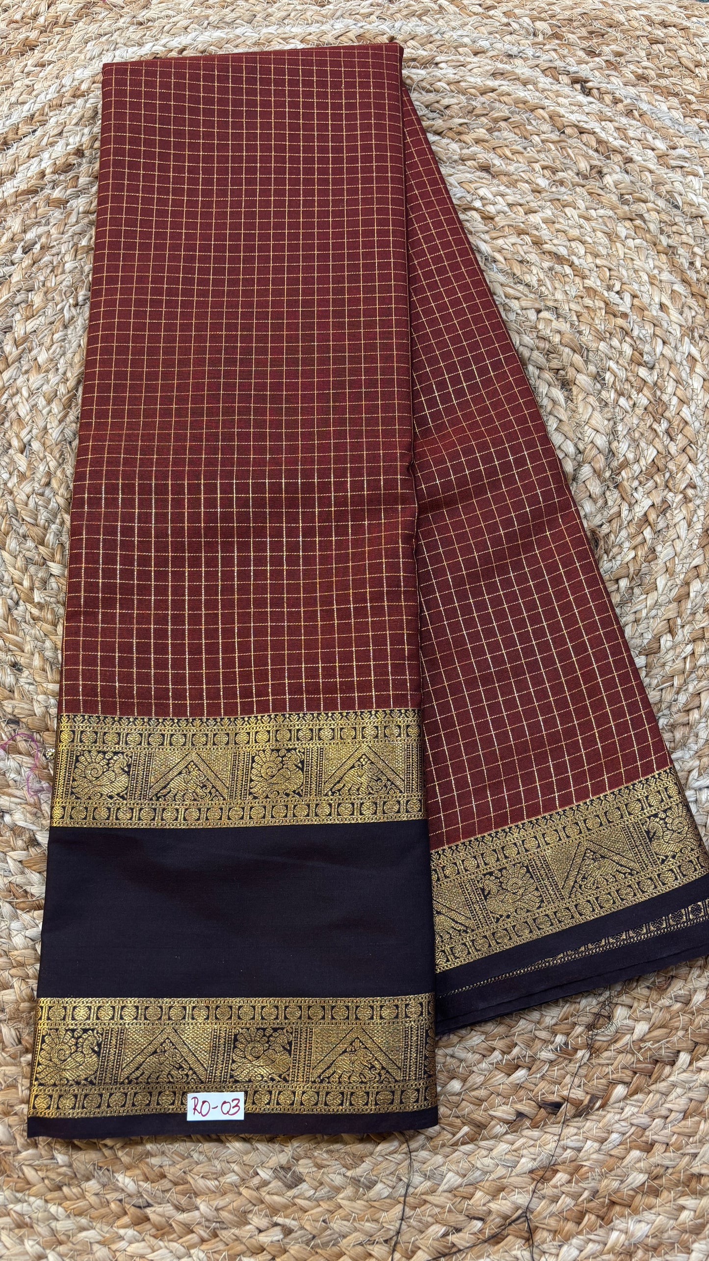 Semi Gadwal Rust Orange with Brown Saree