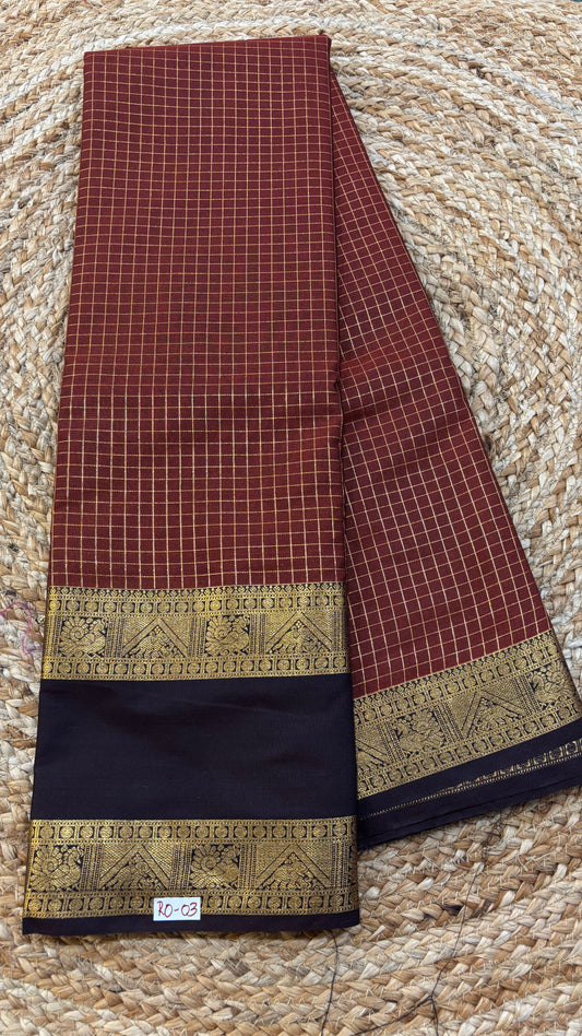 Semi Gadwal Rust Orange with Brown Saree