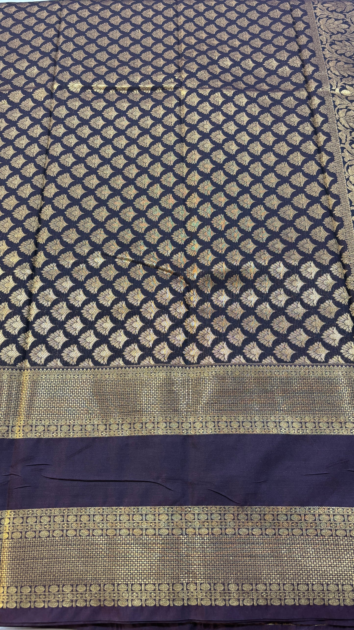 Semi Gadwal Rust Orange with Brown Saree