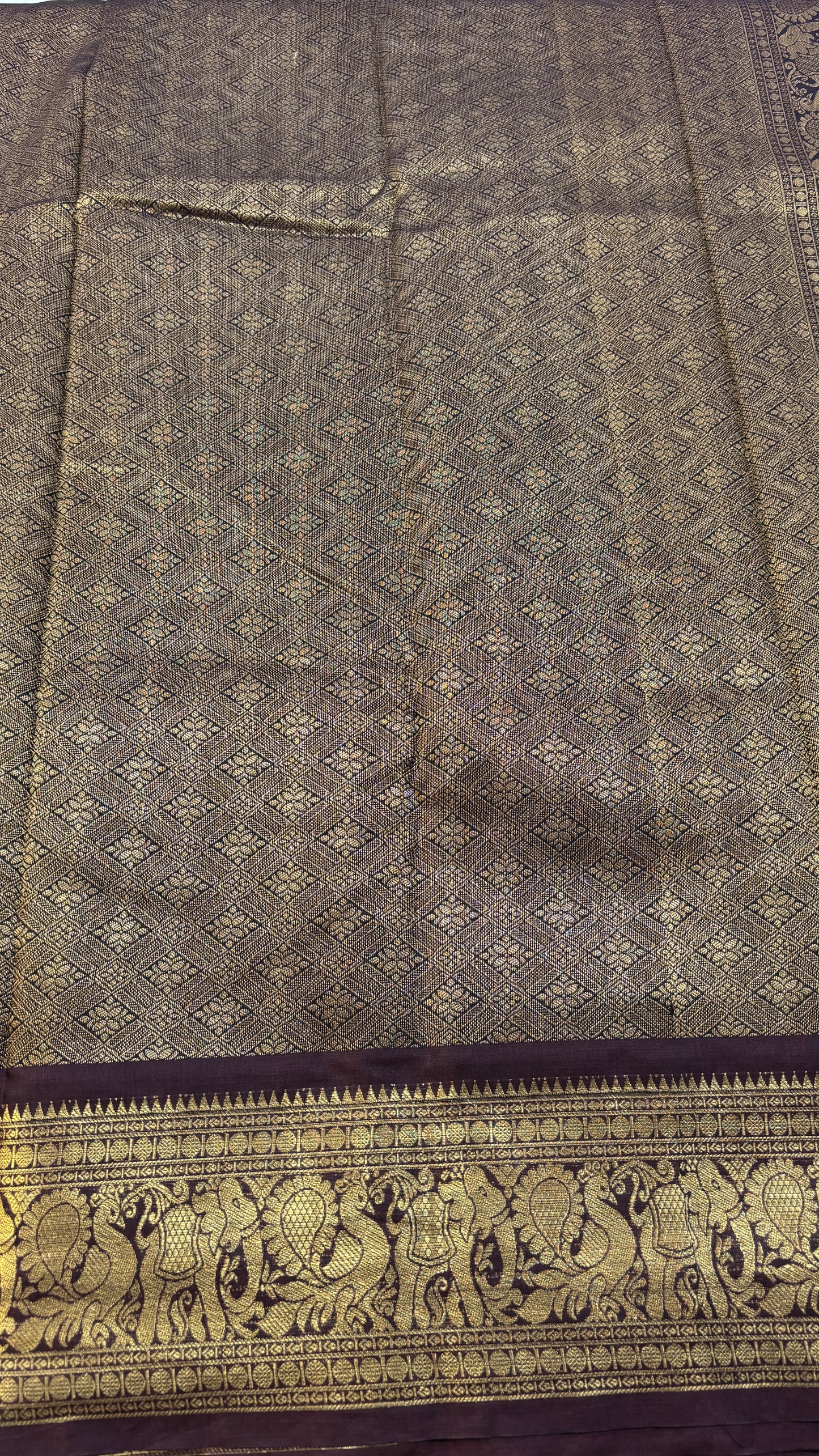 Semi Gadwal Rust Orange with Brown Saree