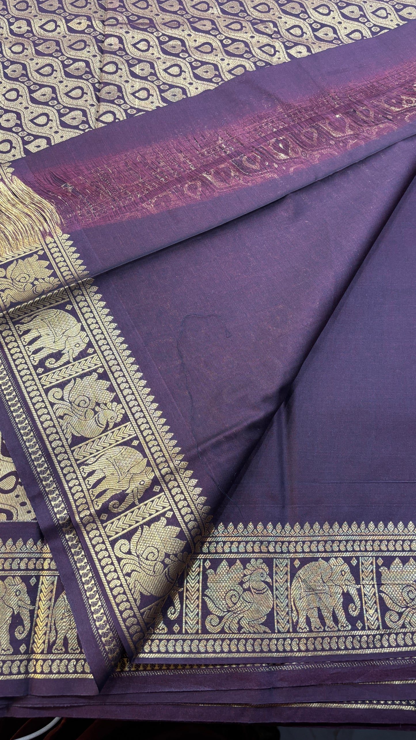 Semi Gadwal Rust Orange with Brown Saree