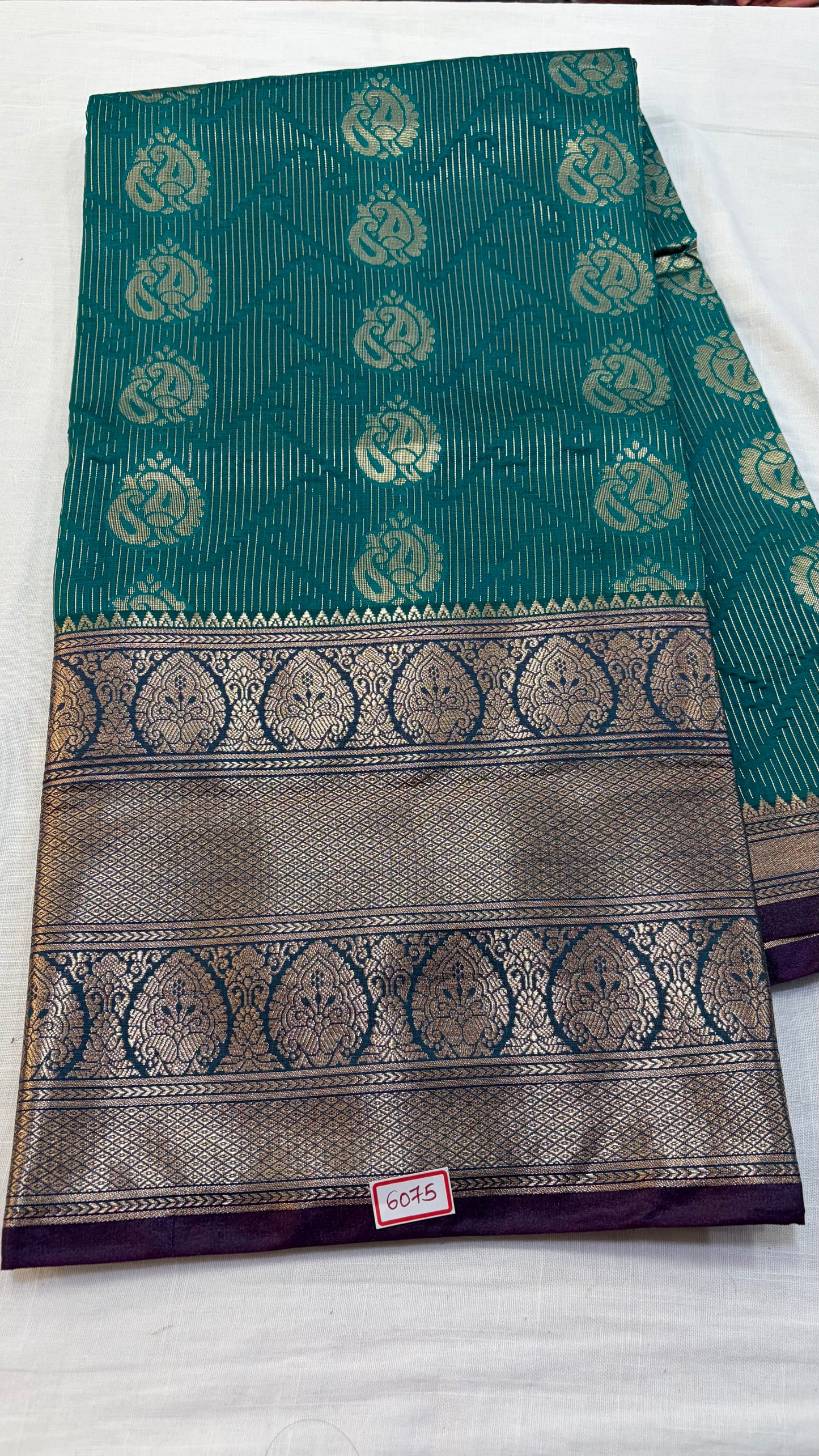 Semi Uppada Saree Sea green with purple