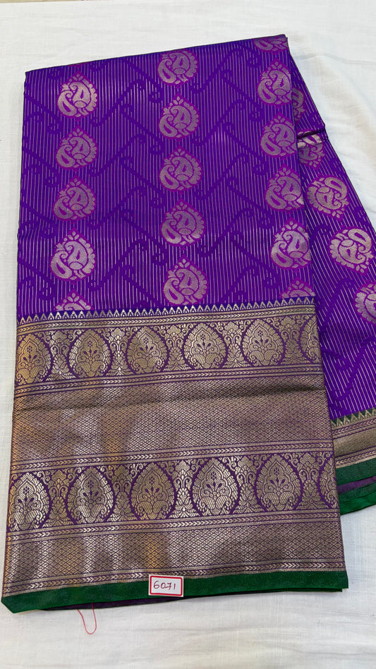 Semi Uppada Saree Purple with Green