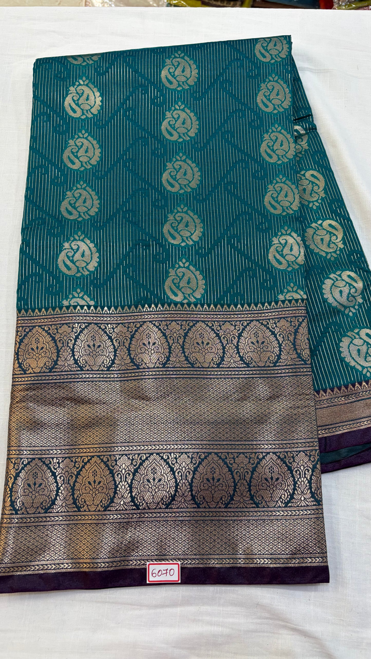 Semi Uppada Saree Sea Green with Purple