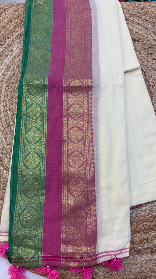 Mul Cotton Kanchi border Saree