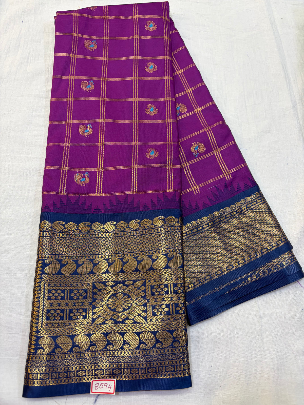 Semi Gadwal Silk Zari Checks Saree