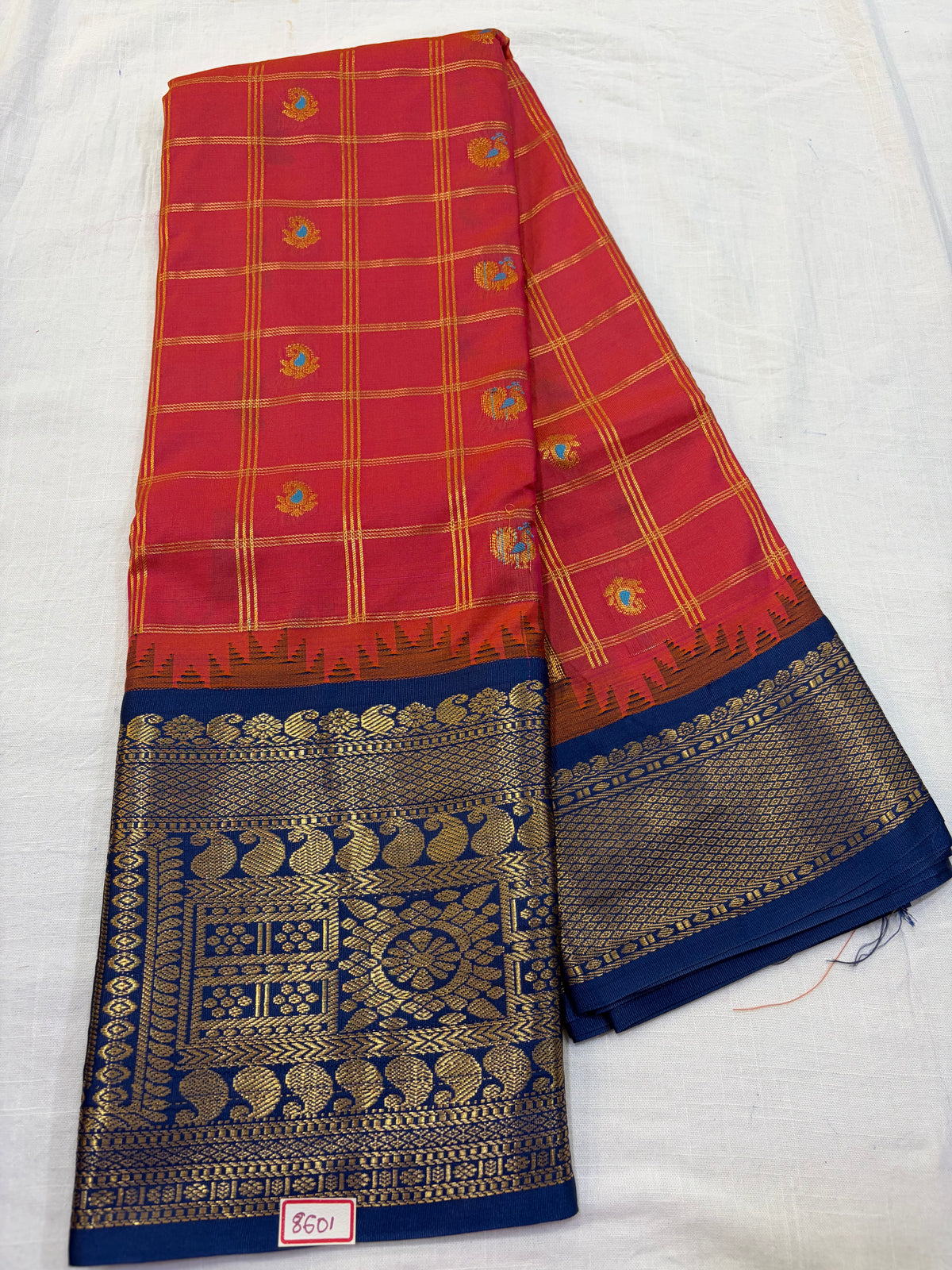 Semi Gadwal Silk Zari Checks Saree
