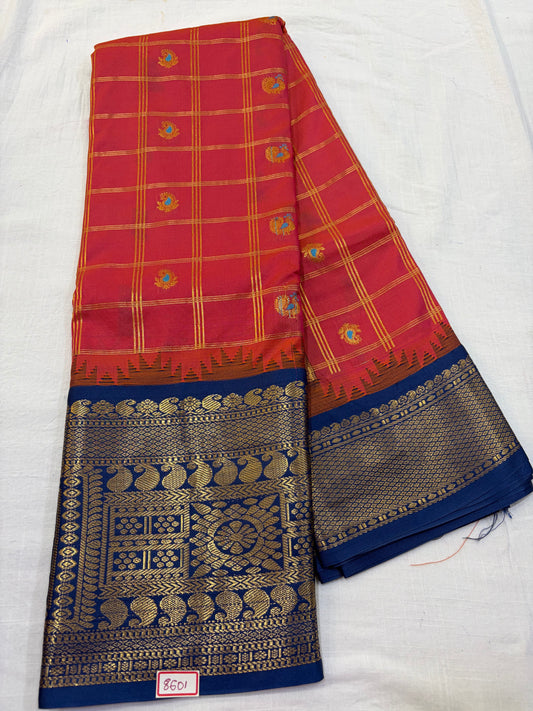 Semi Gadwal Silk Zari Checks Saree