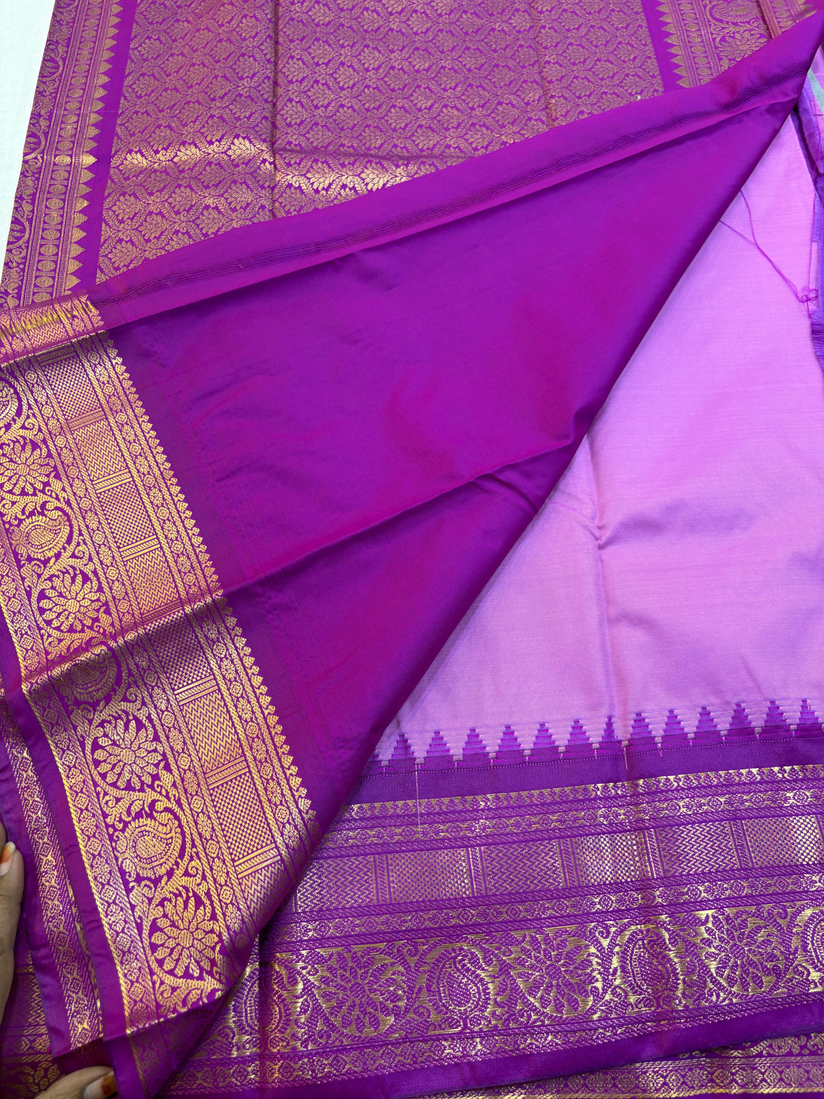 Semi Gadwal silk small border Saree