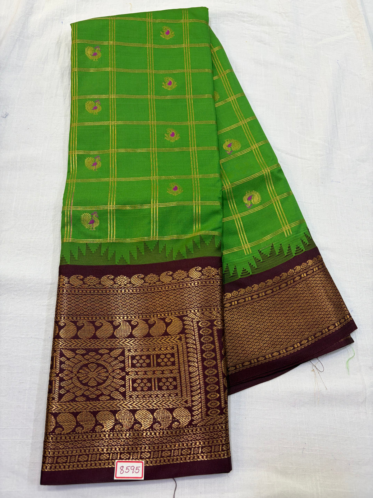 Semi Gadwal Silk Zari Checks Saree
