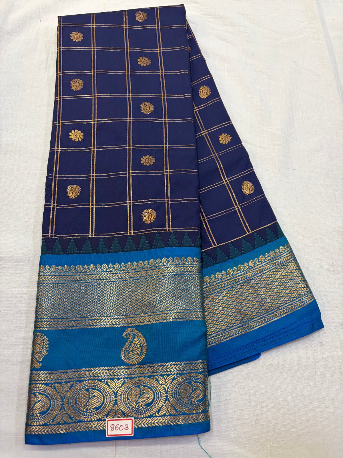 Semi Gadwal Silk Zari Checks Saree