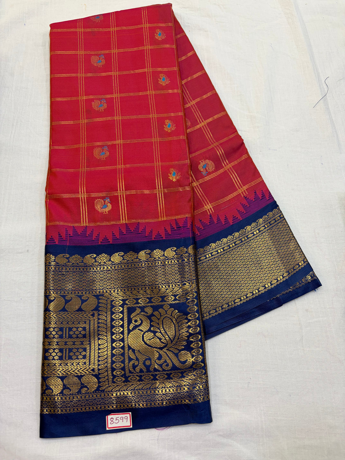Semi Gadwal Silk Zari Checks Saree