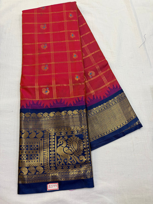 Semi Gadwal Silk Zari Checks Saree