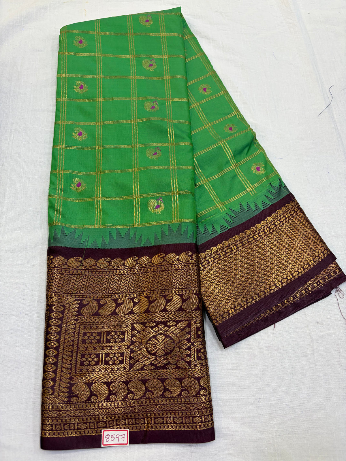 Semi Gadwal Silk Zari Checks Saree