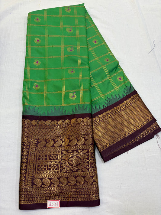 Semi Gadwal Silk Zari Checks Saree