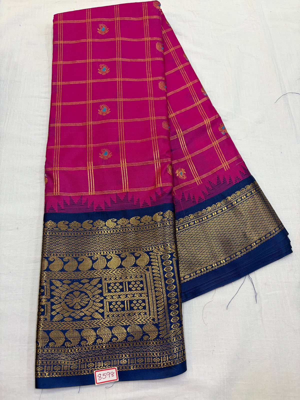Semi Gadwal Silk Zari Checks Saree