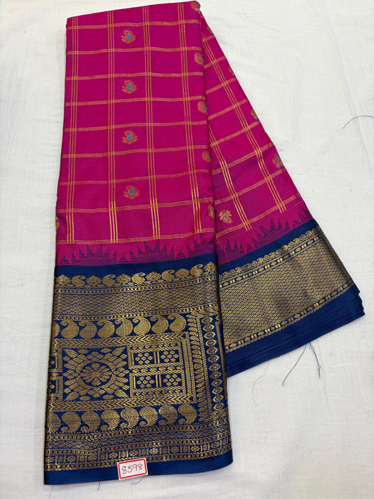 Semi Gadwal Silk Zari Checks Saree