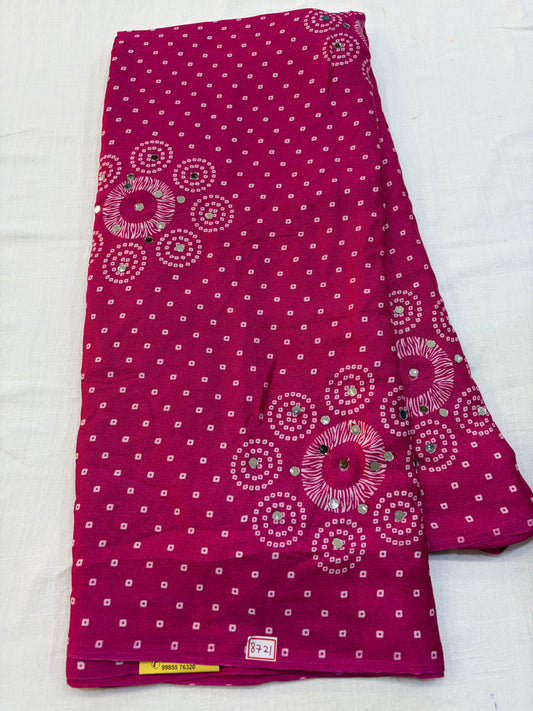 Pink Bandini Silk Mirror work saree