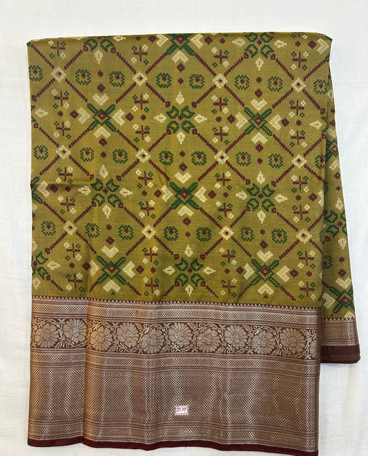 Semi Uppada Ikkat Printed Saree