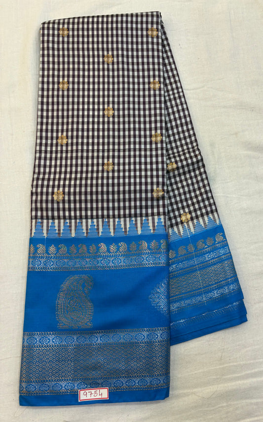 Semi Gadwal Silk Checks Saree - Madras Checks