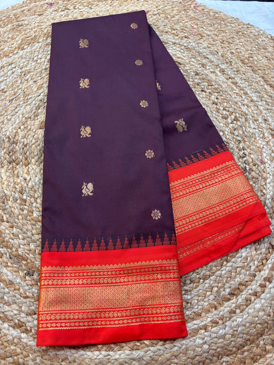 Semi Gadwal Small Border Silk Saree