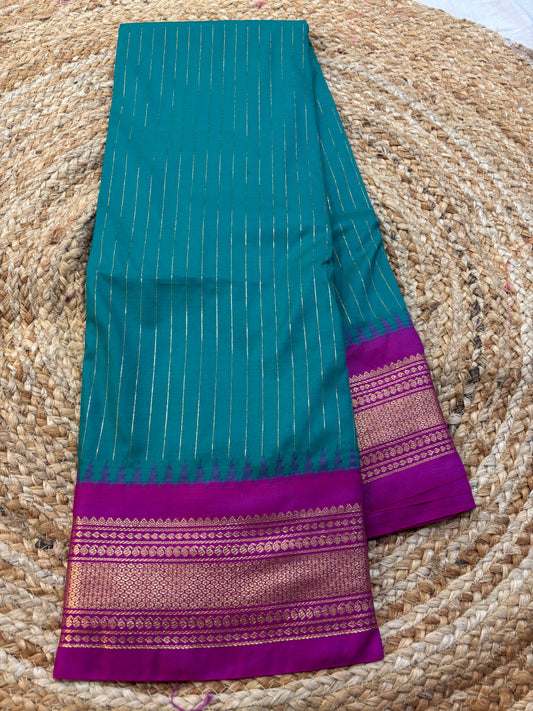 Semi Gadwal Small Border Silk Saree
