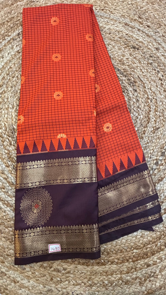 Semi Gadwal Checks Saree