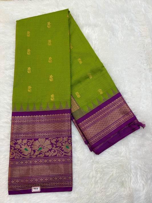 Semi Gadwal silk Vintage Checks with Meena Border Saree