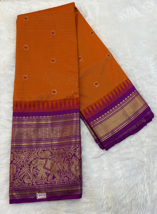 Semi Gadwal silk Vintage Checks Saree