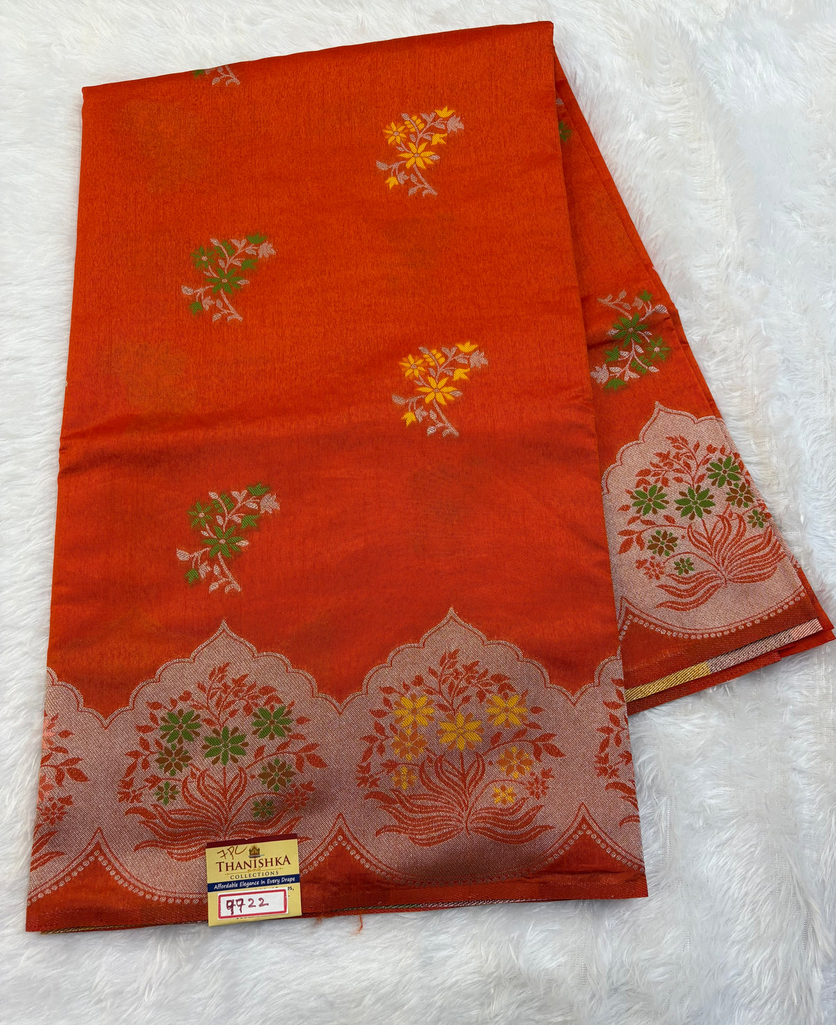 Kasturi Silk Orange Wave Design