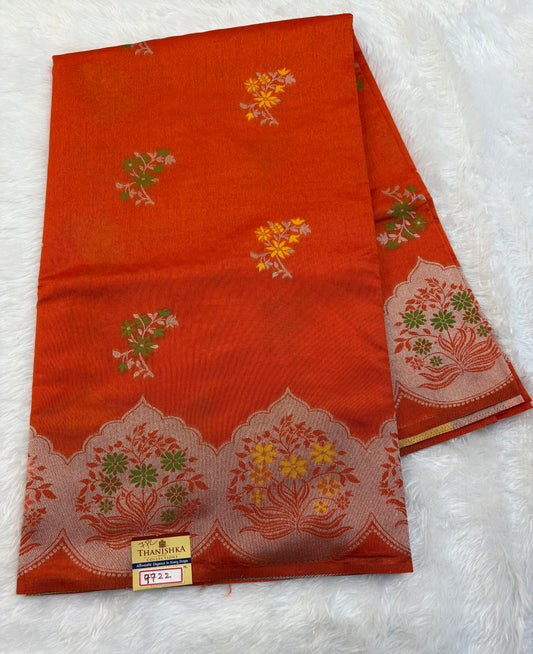 Kasturi Silk Orange Wave Design