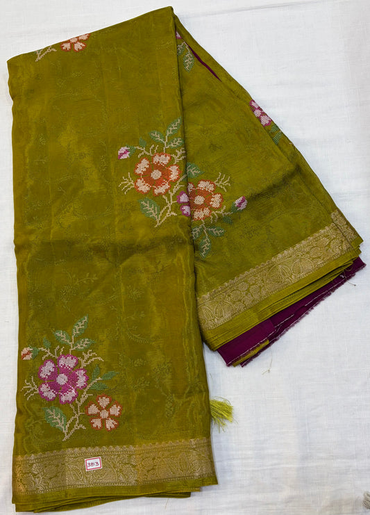 HO Satin Pattitpoint Embroidery Sarees