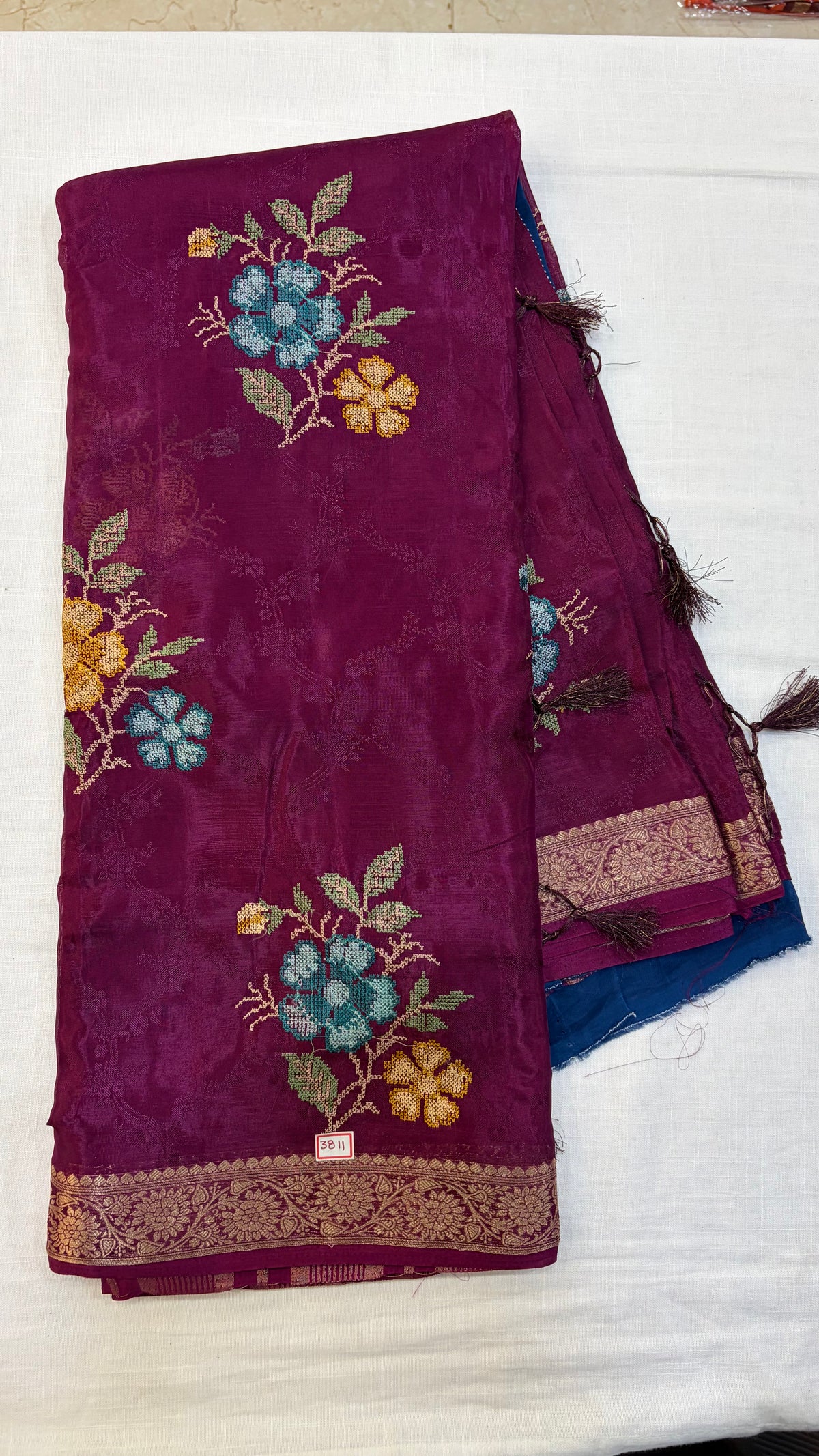 HO Satin Pattitpoint Embroidery Sarees