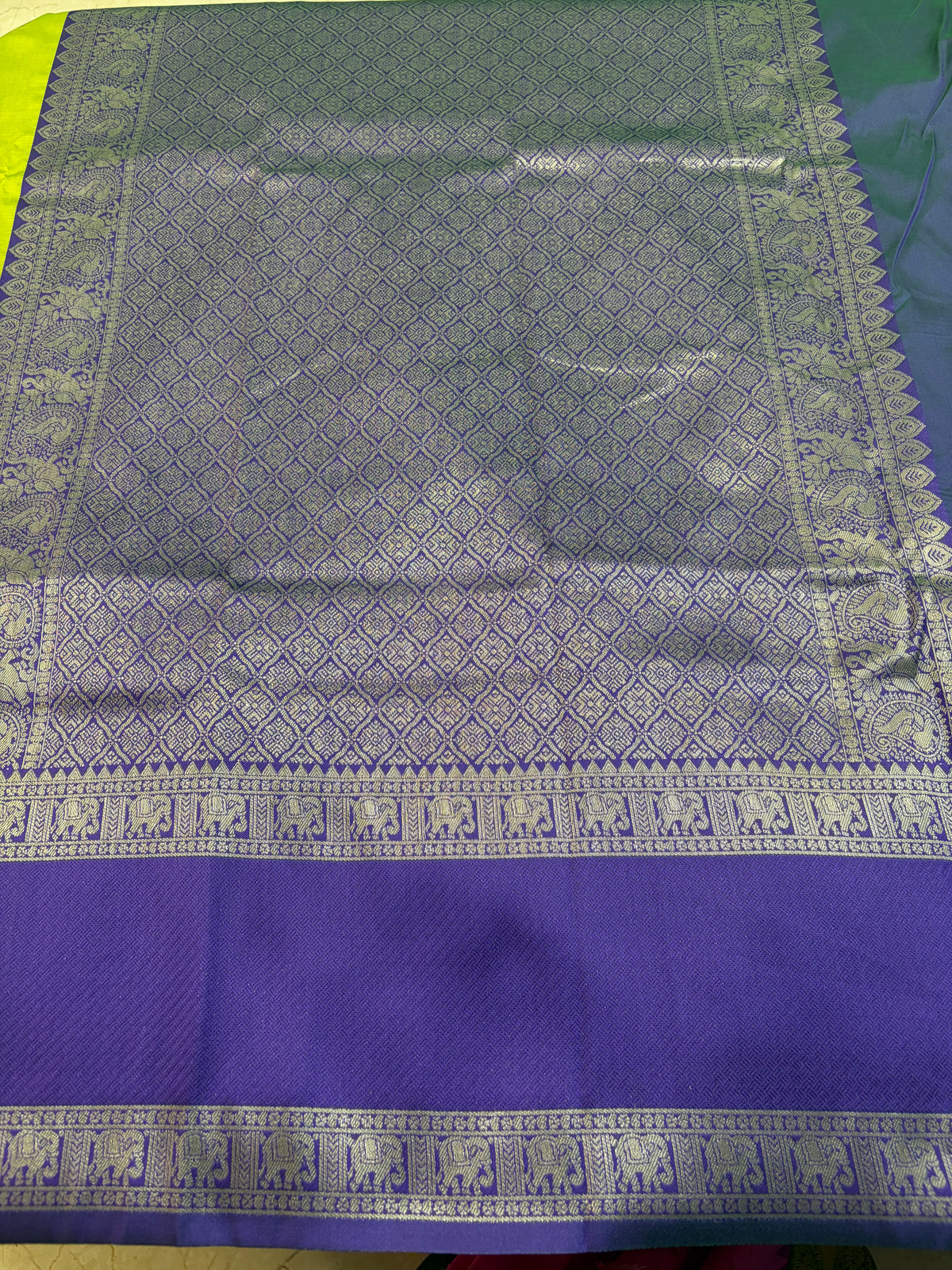 Fancy Soft Silk Green with Purple Saree