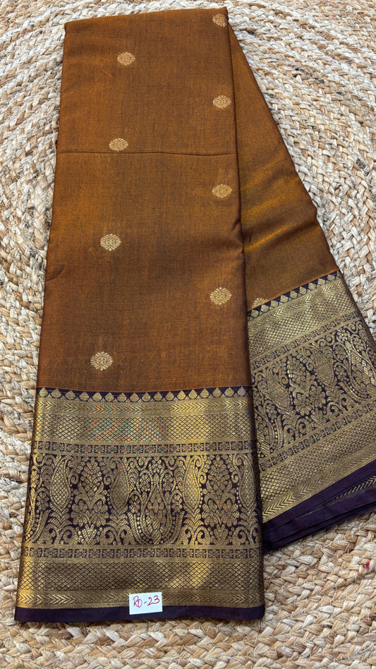 Semi Gadwal Rust Orange with Brown Saree