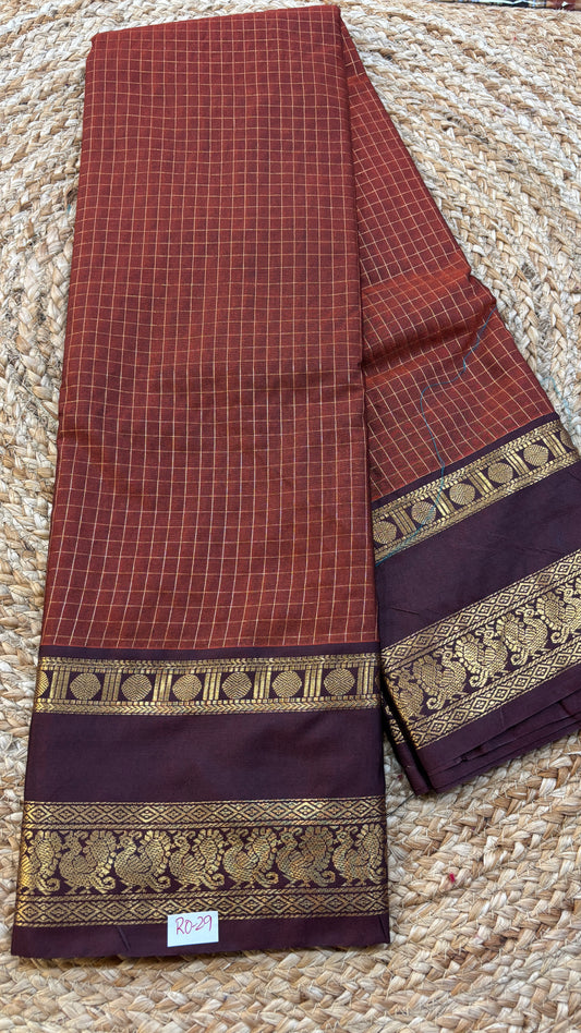 Semi Gadwal Rust Orange with Brown Saree