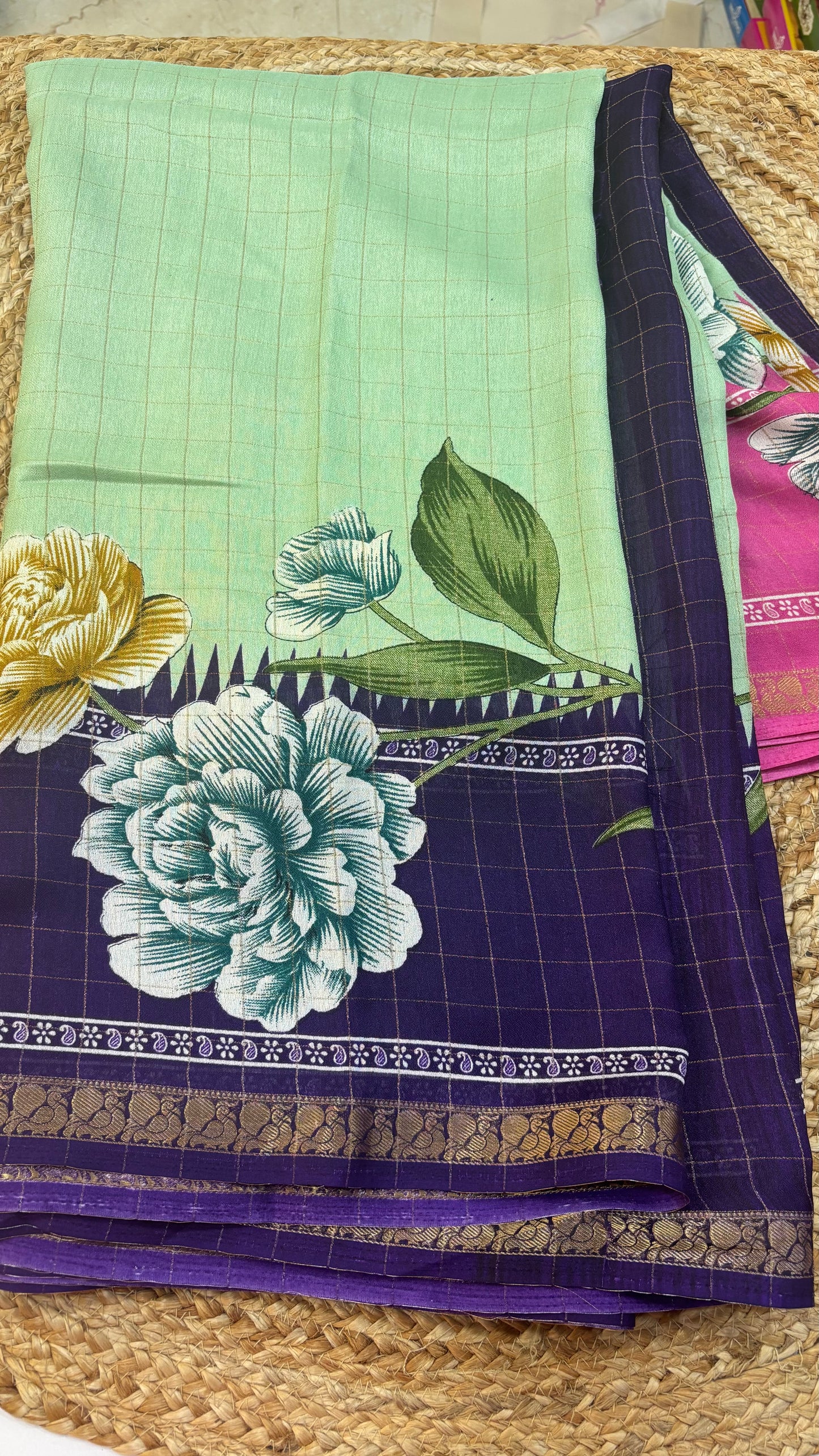Marshmallow Checks Saree