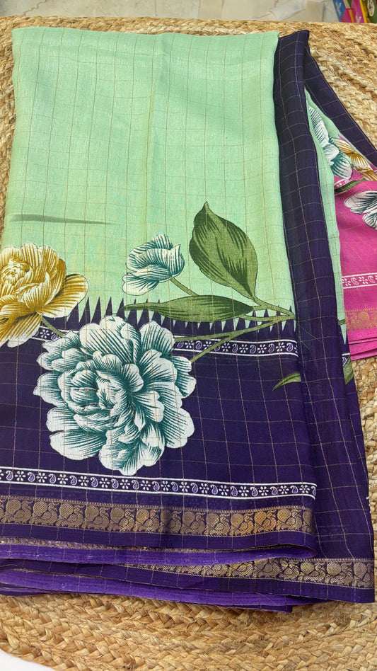 Marshmallow Checks Saree