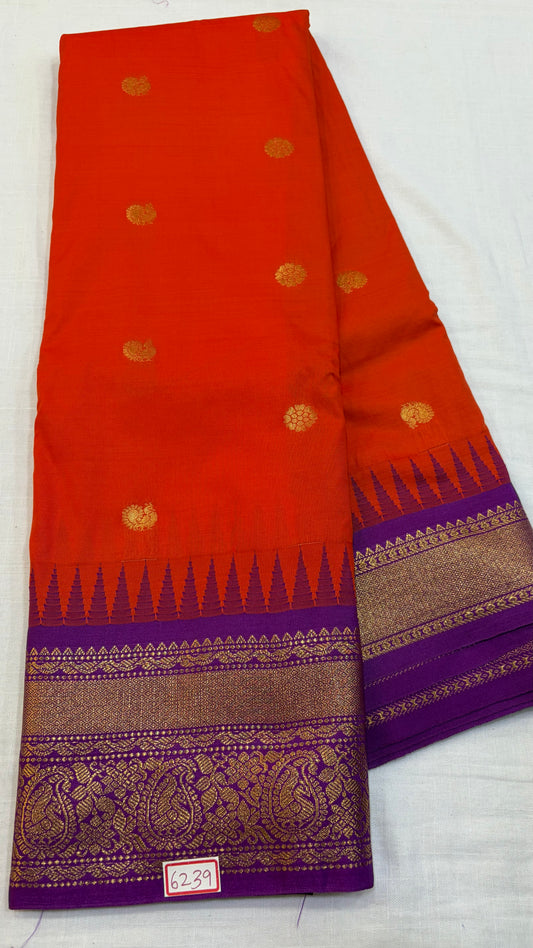 Semi Gadwal Silk Saree Small Borders