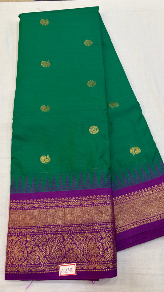 Semi Gadwal Silk Saree Small Borders
