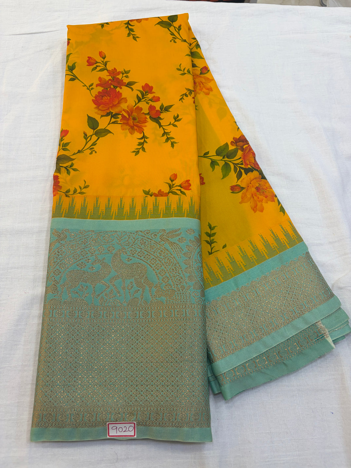 Digital Printed Semi Gadwal Silk Saree