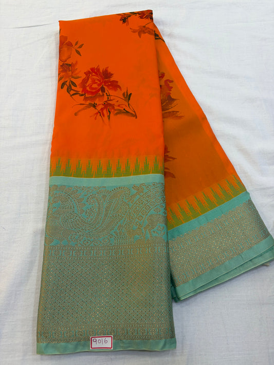 Digital Printed Semi Gadwal Silk Saree
